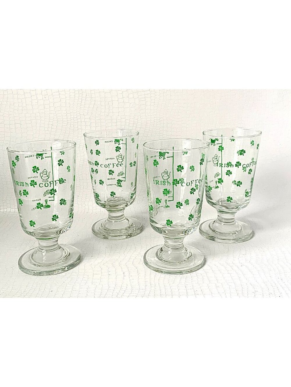 4 Irish Coffee Goblets Glasses Libbey Vintage Barware MCM